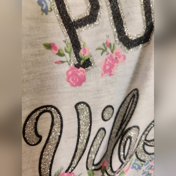 Girls gray Cardigan with attached positive vibes shirt size 6x - Picture 3 of 7